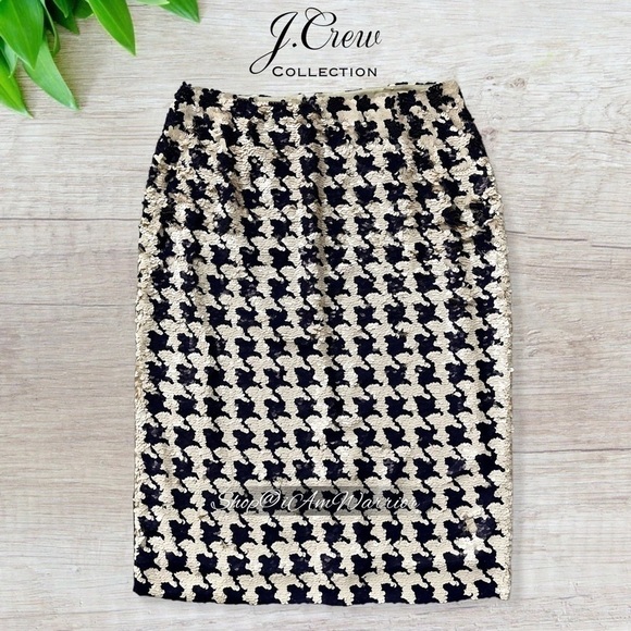 J.Crew Collection NWT sequin checkered houndstooth pencil skirt *shop@iamwarrior - Picture 8 of 14